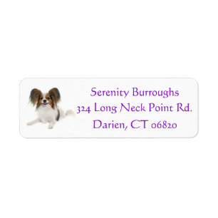 Papillon Puppy Dog Paars Etiket