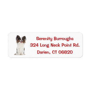 Papillon Puppy Dog Red Etiket