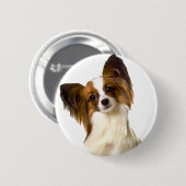 Papillon puppy geïsoleerd op bewerkbare achtergron ronde button 5,7 cm (Voorkant /achterkant)
