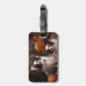 Papillon Puppy Herfst Delight Pompoen Bagagelabel (Achterkant verticaal)