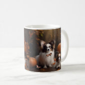 Papillon Puppy Herfstpracht Pompoen Koffiemok (Voorkant rechts)