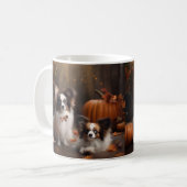 Papillon Puppy Herfstpracht Pompoen Koffiemok (Voorkant links)