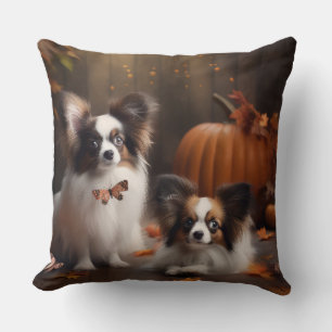 Papillon Puppy Herfstpracht Pompoen Kussen