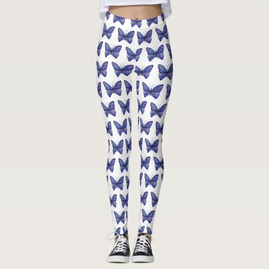 Papillon Purple Aquarelle Papillon Leggings (Devant)