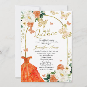 Papillon Quince Invitations Robe Florale Orange
