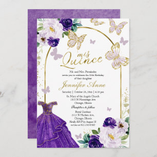 Papillon Quince Invitations Robe Florale Violette