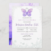 Papillon Quinceañera Invitation d'anniversaire (Devant / Derrière)
