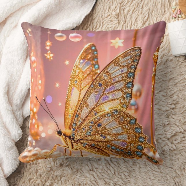 Papillon rayé - Coussin velours étincelant (Couverture)