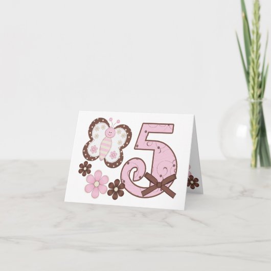 Papillon rose 5e anniversaire Invitations (Devant)