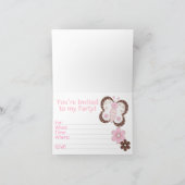 Papillon rose 5e anniversaire Invitations (Intérieur)