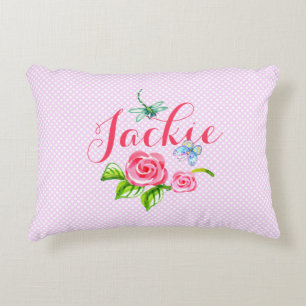 Papillon rose À petits pois Accent Coussin