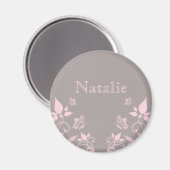 Papillon rose aimant floral (Recto/Verso)