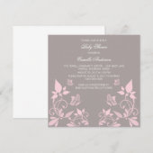 Papillon rose Baby shower Floral Invitation (Devant / Derrière)