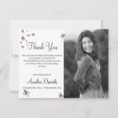 Papillon rose bleu photo en mémoire Carte de remer (Devant)