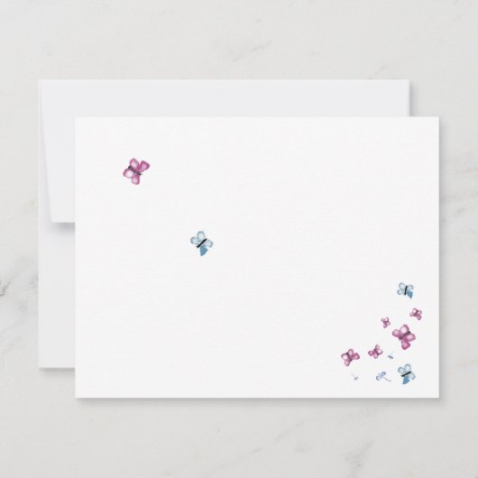 Papillon rose bleu photo en mémoire Carte de remer (Dos)