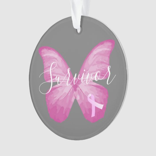 Papillon rose Cancer du sein Survivant (devant)