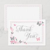 Papillon, rose, Carte de remerciements Faux (Devant / Derrière)