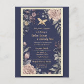 Papillon, Rose & Chardon de Mariage Carte Postale (Devant)