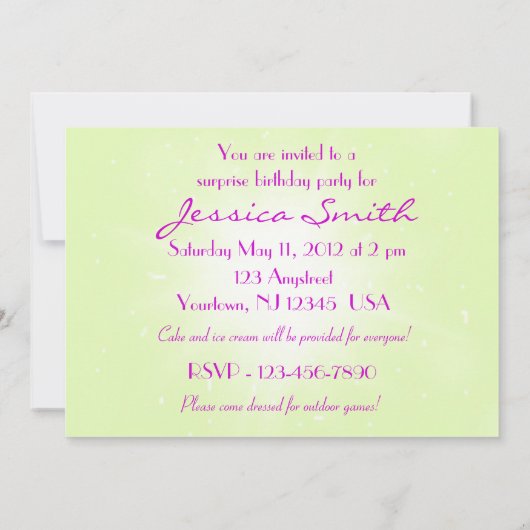 Papillon rose citron à la citron - Carte d'invitat (Dos)