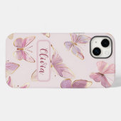 Papillon rose coque iphone personnalisé (Verso (horizontal))