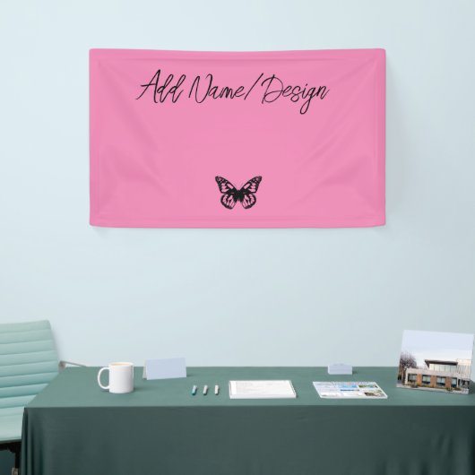 Papillon rose - Créez votre propre bannière (CYO) (Salon professionnel)