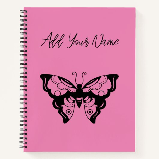 Papillon Rose - Créez Votre Propre Cahier (Devant)