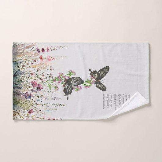 Papillon Rose de Ceylan peint à la main (Serviette à main)