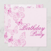 Papillon rose doux Invitation d'anniversaire (Devant / Derrière)