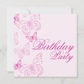 Papillon rose doux Invitation d'anniversaire (Devant)
