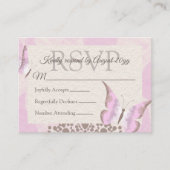 Papillon rose Dusty Quinceañera Carte RSVP (Devant)