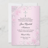 Papillon rose et Invitation de baptême croisé (Devant)