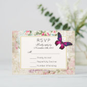 Papillon rose et mariage des Roses Vintages RSVP (Debout devant)