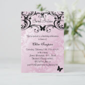 Papillon rose et noir & Fleur doux16 Invitation (Debout devant)
