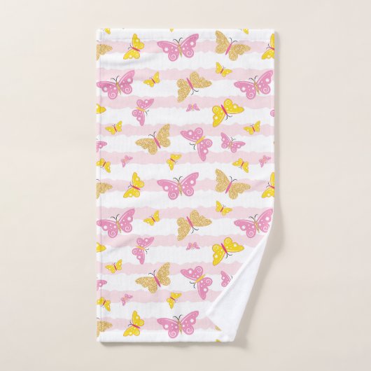 Papillon rose et or (Serviette à main)