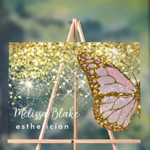 papillon rose faux parties scintillant