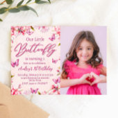 Papillon rose Floral Girl Invitation Anniversaire