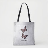Papillon rose Floral Sac fourre-tout personnalisé (Devant)