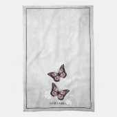 Papillon rose Floral serviette de cuisine (Vertical)