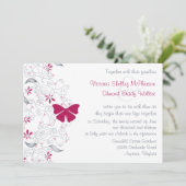 Papillon rose foncé Whimsy Faire-part de mariage (Debout devant)