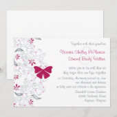Papillon rose foncé Whimsy Faire-part de mariage (Devant / Derrière)