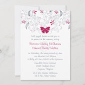 Papillon rose foncé Whimsy Faire-part de mariage (Devant)