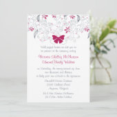 Papillon rose foncé Whimsy Faire-part de mariage (Debout devant)