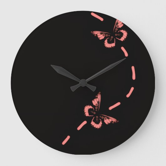 Papillon rose grande horloge (Recto)