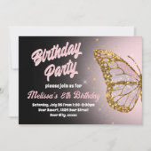 Papillon rose Invitation Anniversaire (Devant)