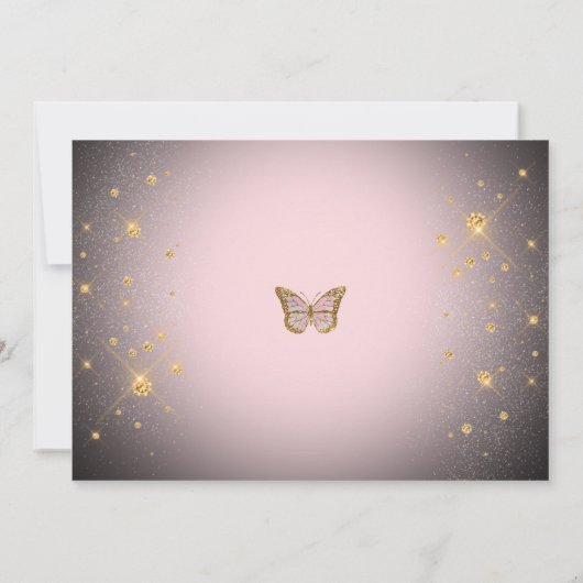 Papillon rose Invitation Anniversaire (Dos)