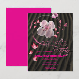 Papillon rose Invitation d'anniversaire, Papillon 