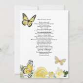 Papillon rose jaune Invitation funéraire Faire-par (Dos)