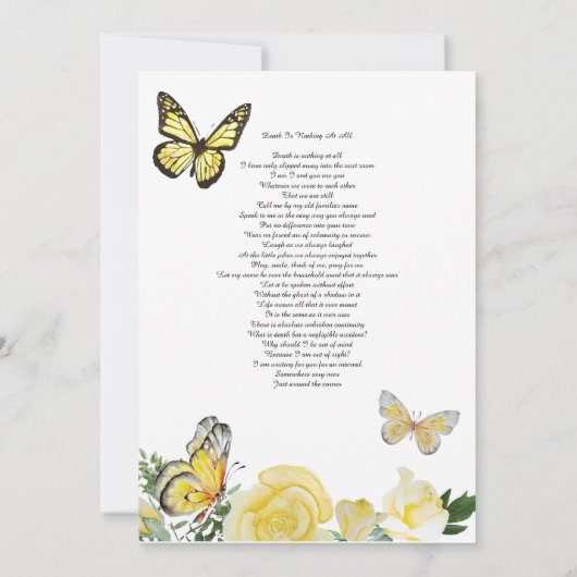 Papillon rose jaune Invitation funéraire Faire-par (Dos)