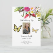 Papillon rose jaune Invitation funéraire Faire-par (Debout devant)