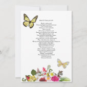 Papillon rose jaune Invitation funéraire Faire-par (Dos)